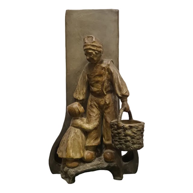 Sculpture Vase in Painted Terracotta, 1920s For Sale