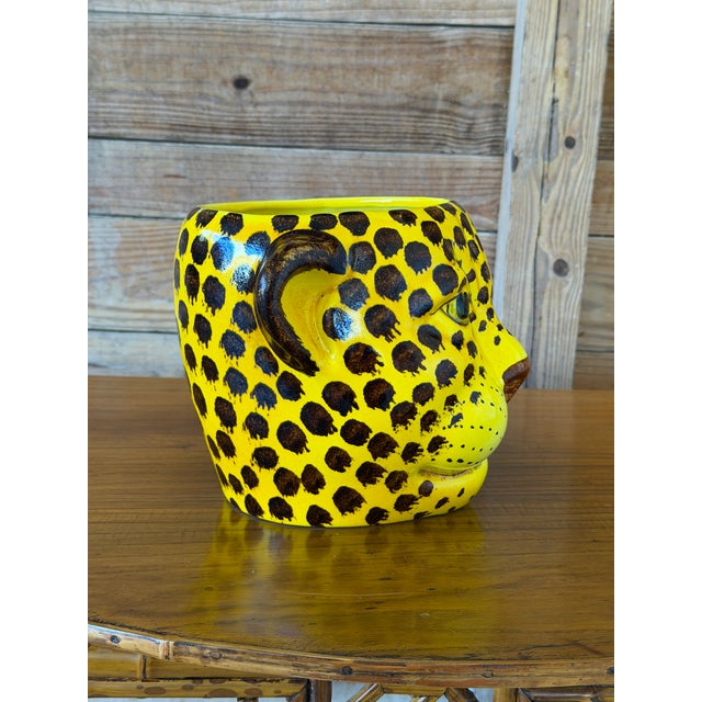 Mid 20th Century Vintage Italian Glazed Ceramic Leopard Head Cachepot by Rosenthal Netter For Sale - Image 5 of 10