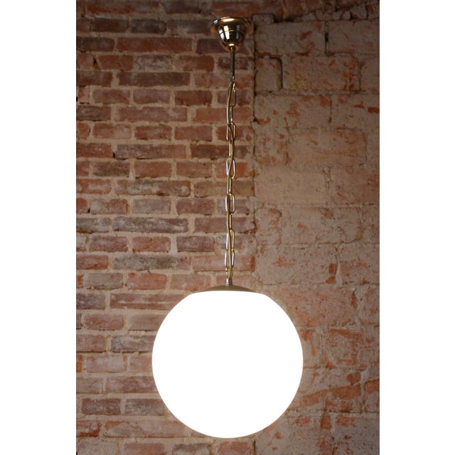 Metal Mid-Century Czech Brass Pendant Light attributed to J. Kamenický Šenov, 1960s For Sale - Image 7 of 9