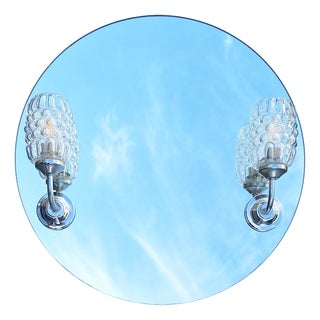 Vintage Bathroom Mirror with Integrated Flat Lamps, 1980s For Sale