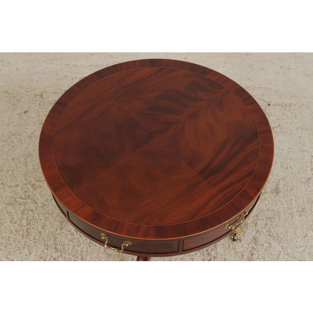 Baker Furniture Company Baker Round Mahogany Pedestal Drum Table For Sale - Image 4 of 16