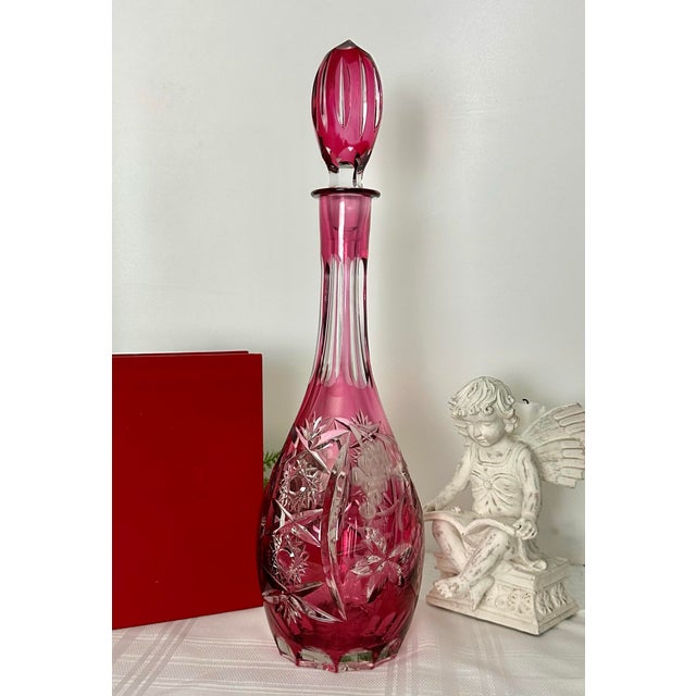 Late 20th Century Vintage Nachtmann Cranberry Red Decanter & Stopper For Sale - Image 5 of 7