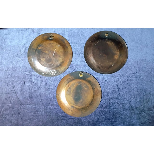 Metal Art Deco Egyptian Revival Wall Art Set of 3 Brass Plates Egypt Hieroglyphics African Ancient Civilization Decor Dark Academia Library For Sale - Image 7 of 7