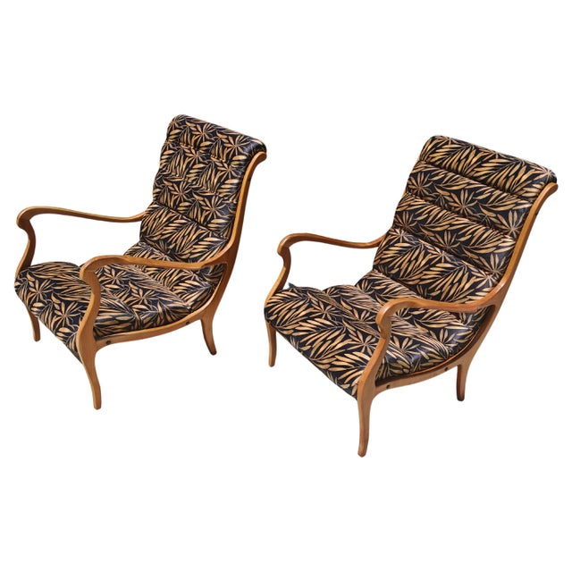 Set of MCM Armchairs in Cherry and Plush by Ezio Longhi, 1960s For Sale - Image 13 of 13