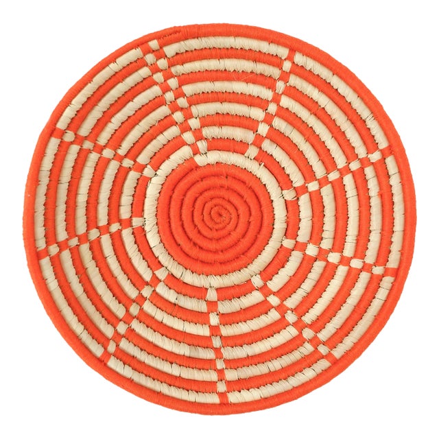 Orange Seagrass Wall Basket, Medium For Sale