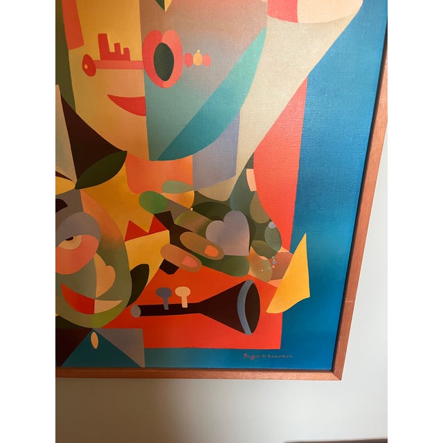 Abstract Cubist Oil Painting Russian Artist Prager N. Kononov Title of Painting “Gerschwin” For Sale - Image 4 of 8