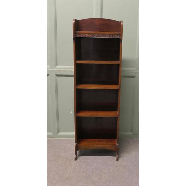 Art Deco Tall Slim Oak Bookcase, 1930 For Sale - Image 4 of 7