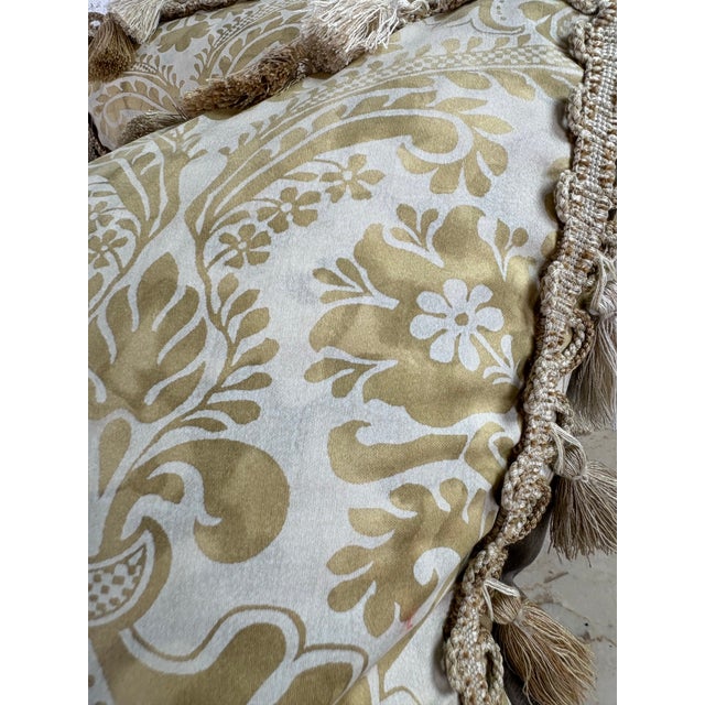 Textile Vintage Handcrafted Italian Fortuny Pillows/a Pair For Sale - Image 7 of 10