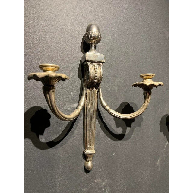French 1920's French Empire Silver Sconces For Sale - Image 3 of 8