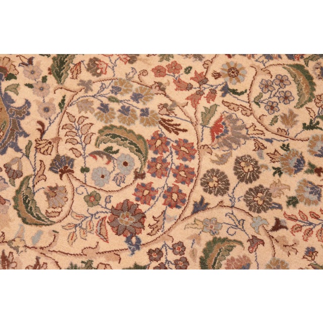 Shabby Chic Medallion 1990's Pak-Persian Beige/Green Wool Rug - 6'1'' X 9'4'' For Sale - Image 4 of 9