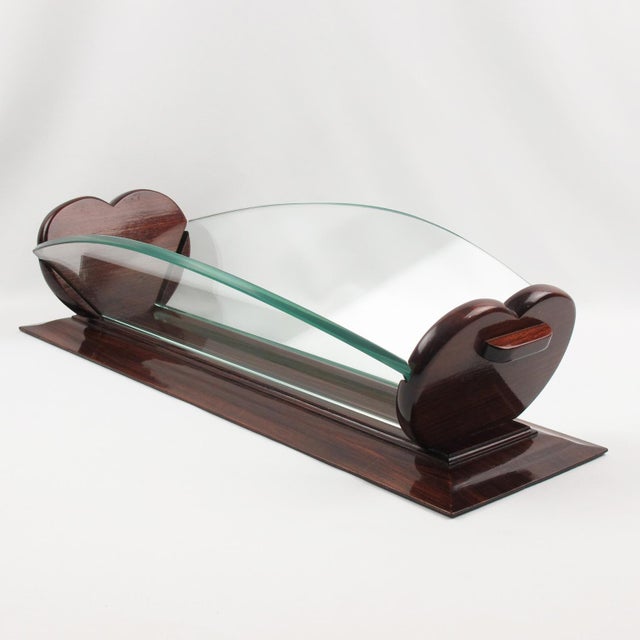 Wood Art Deco Wood and Glass Centerpiece Bowl Basket, France Circa 1930 For Sale - Image 7 of 9