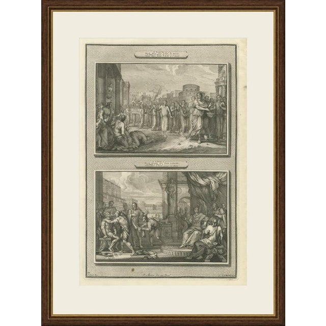This original copperplate engraving from Pieter Mortier's illustrated Bible, Amsterdam circa 1700, shows two biblical...