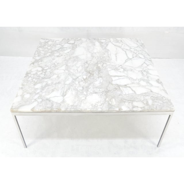 Solid Stainless Steel Marble Top 42x42 Square Mid Century Modern Coffee Table For Sale - Image 9 of 15