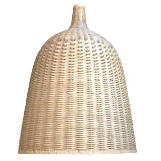 Large Cream Color Bamboo Rattan Pendant / Ceiling Lamp For Sale