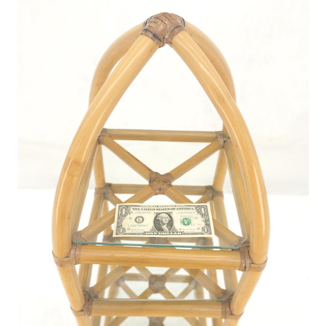 Bamboo & Leather Figural 13" Square Profile Dome Shape Etagere MINT For Sale - Image 13 of 13