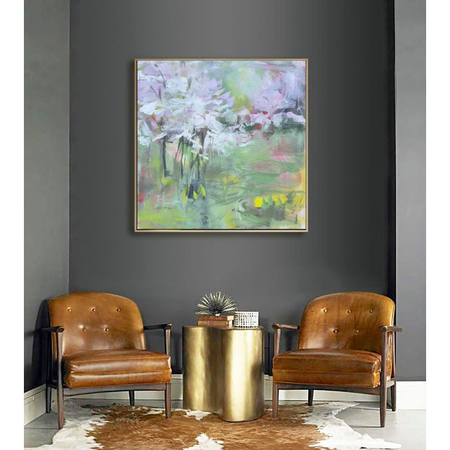 Textile "Motomachi Sakura" by Trixie Pitts Abstract Landscape Oil Painting For Sale - Image 7 of 12