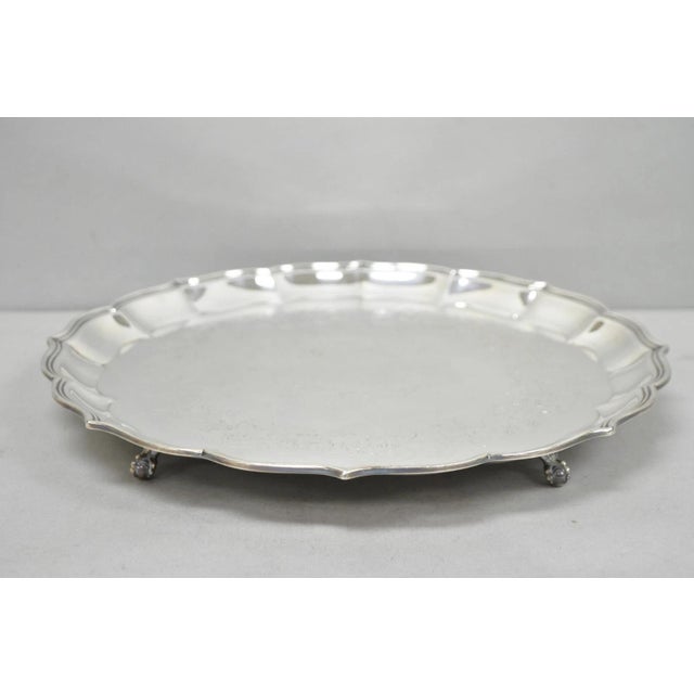 International Silver Vintage International Silver Co Large Round Silver Plated Footed Serving Tray For Sale - Image 4 of 15