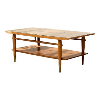 Vintage Lane Furniture “Copenhagen” Coffee Table With Glass Top For Sale