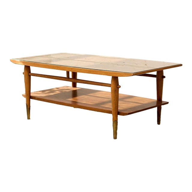 Vintage Lane Furniture “Copenhagen” Coffee Table With Glass Top For Sale
