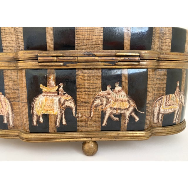 Large Vintage Castilian Imports Elephant Procession Box For Sale In Dallas - Image 6 of 13