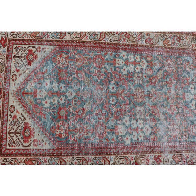 Antique Persian Malayer Runner With Allover Pattern in Soft Red 3'3 X 13'5 For Sale - Image 9 of 12