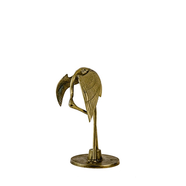 Metal Mid-Century Modern Leonard Brass Crane Figurines (12") For Sale - Image 7 of 14