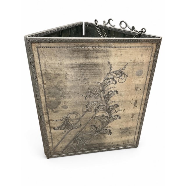 Antique French Embossed 3 Way Vanity Mirror For Sale - Image 11 of 14