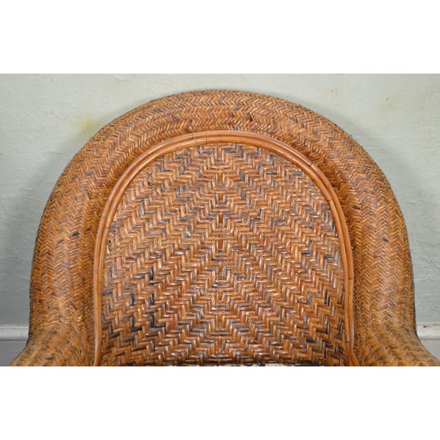 Pottery Barn Malabar Woven Wicker Rattan Lounge Chair Chairish