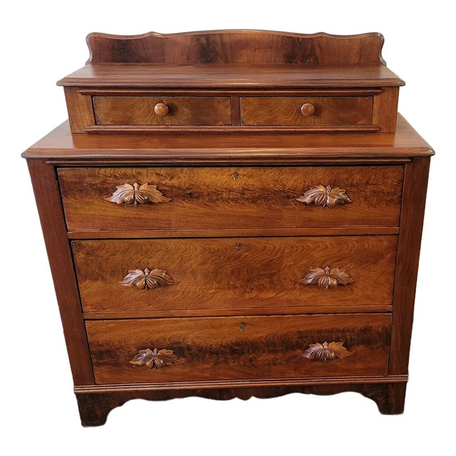 Antique Victorian Dresser Chest Mahogany 5 Drawers For Sale