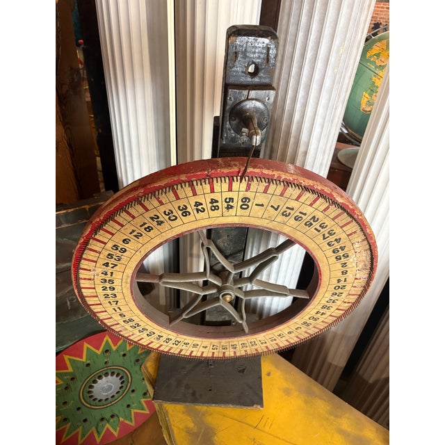 Vintage Tabletop Carnival Wheel of Fortune With Wooden Stand For Sale - Image 11 of 12