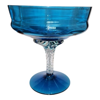 1960s Blue Glass Compote For Sale