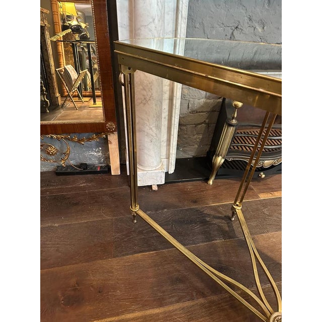 1960s Large French Brass Demi-Lune Console Table, 1960 For Sale - Image 5 of 17