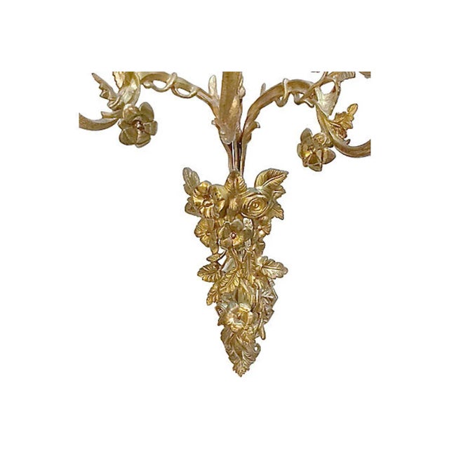 Metal Antique Brass Acanthus Leaf & Floral Sconces - a Pair For Sale - Image 7 of 10