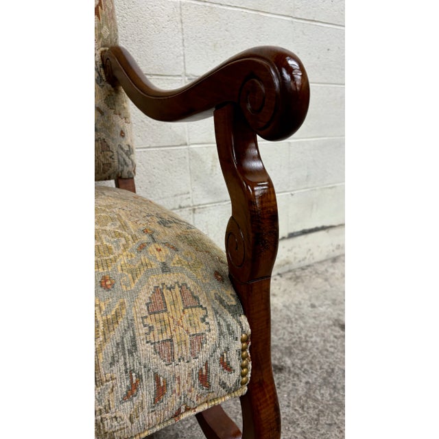 Vintage Parker Southern French Louis XIII Regency Style Library Armchair For Sale - Image 10 of 12