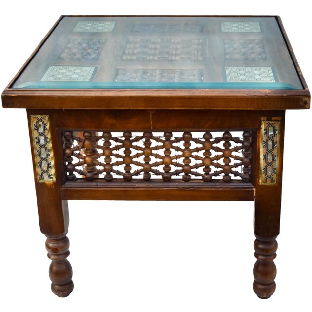 Early 20th Century Early 20th-Century Moorish-Patterned Mother-Of-Pearl Side Table For Sale - Image 5 of 6