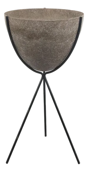 Mid Century Modern Planter Kimball Bullet Round Atomic Plant Stand Brown MCM