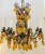 Modern Italian Bronze and Amber Crystal Chandelier For Sale - Image 3 of 5