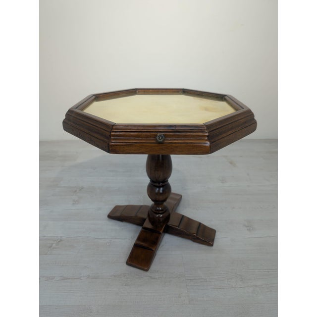 Vintage Octagonal Table with Drawers and Brass Top, 1920s For Sale - Image 6 of 18