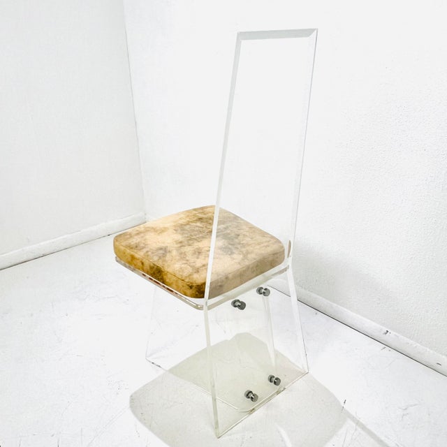 Plastic 1980s Set of 4 High Back Lucite Dining Chairs For Sale - Image 7 of 17