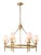 Aloadecor Warm Brass Chandelier With Fabric Shades and Alabaster Finials For Sale
