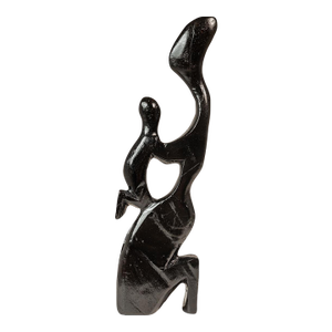 Mid-Century Modern Abstract Mother & Child Humanoid Sculpture Carved From Solid Mahogany, West Africa, C. 1970's