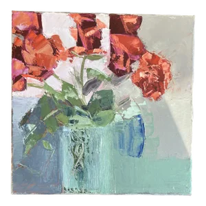 Original Contemporary Floral Still Life Oil Painting on Canvas