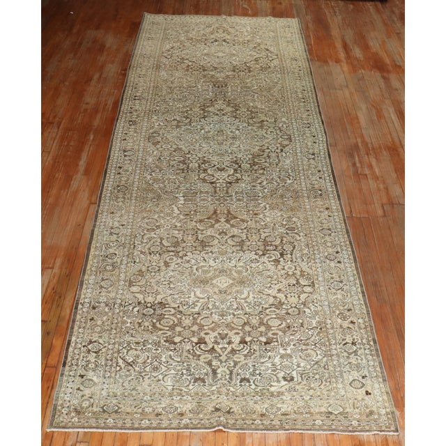 Early 20th Century Antique Zabihi Collection Persian Malayer Brown Corridor Runner - 5'5" x 17'6" For Sale - Image 5 of 12