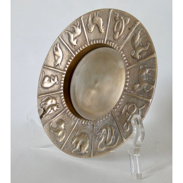 Mid-Century Brass Round Zodiac Ashtray, Catchall Dish - Pair For Sale In West Palm - Image 6 of 14