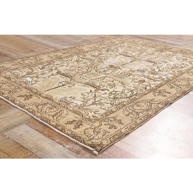 Beige Vintage Persian Qum Rug, 04'04 X 06'10 For Sale - Image 8 of 10
