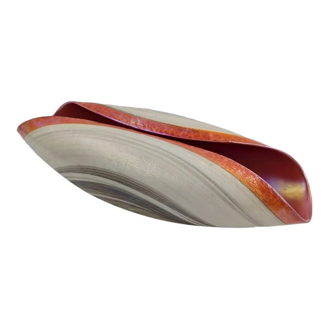 Large Yalos Murano Folded Glass Centerpiece Bowl, Italy For Sale