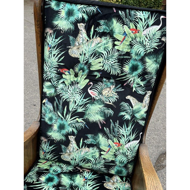 Oak Armchairs in Bright Jungle Print, 1930s, Set of 2 For Sale - Image 16 of 18