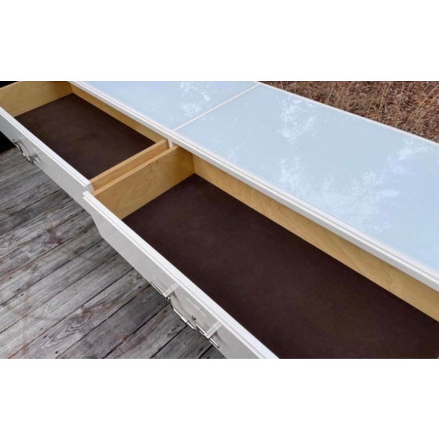 Tommi Parzinger 4 Drawer White Lacquered Console Table Credenza For Sale In West Palm - Image 6 of 11