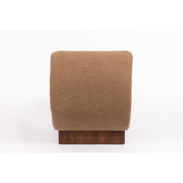 Wood Italian Lounge Chair in Walnut and Cashmere Bouclé from Schumacher, 1970 For Sale - Image 7 of 16