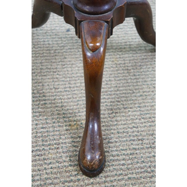 Antique Fine Arts Furniture Mahogany Leather Top Pedestal Table Plant Stand 21" For Sale - Image 13 of 14